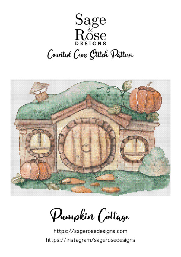 Pumpkin Cottage - PDF Cross Stitch Pattern - Image 2