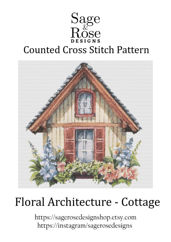 Floral Arcitecture - House - PDF Cross Stitch Pattern - Image 3