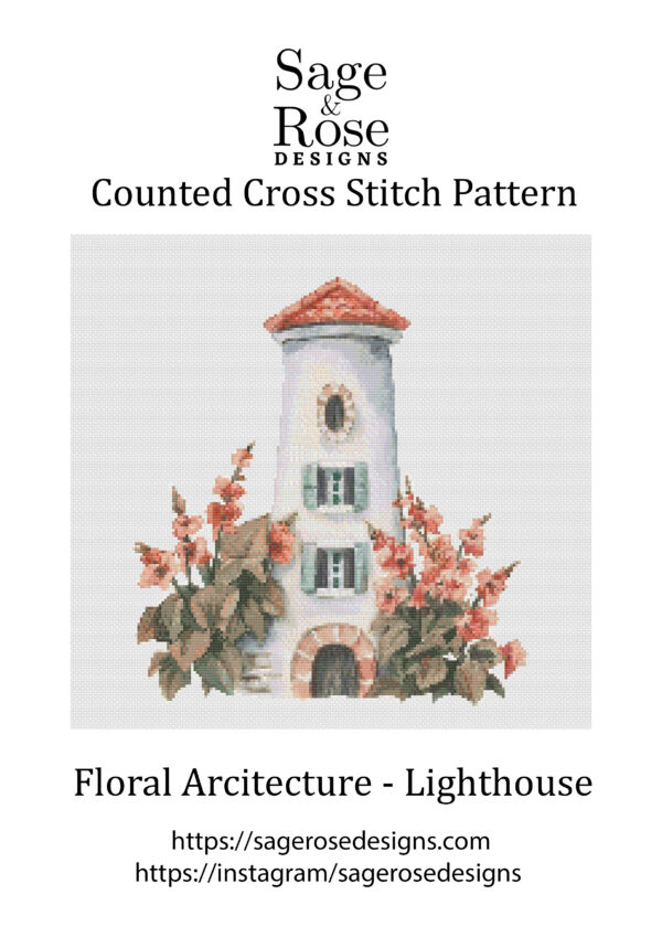 Floral Arcitecture - Light House - PDF Cross Stitch Pattern - Image 2