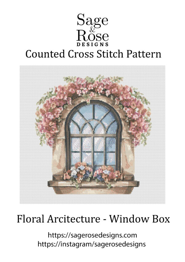 Floral Arcitecture - Window Box - PDF Cross Stitch Pattern - Image 2